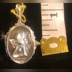 Sajen Handcrafted Sterling Silver Abalone Shell Angel Design Locket Pendant